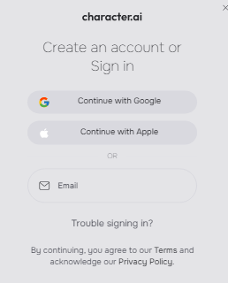 Character AI login